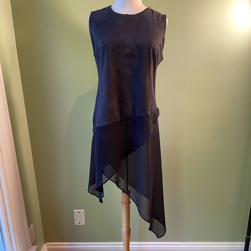 Soft Surroundings Black Sleeveless Handkerchief Hem Tunic Top, Size Medium